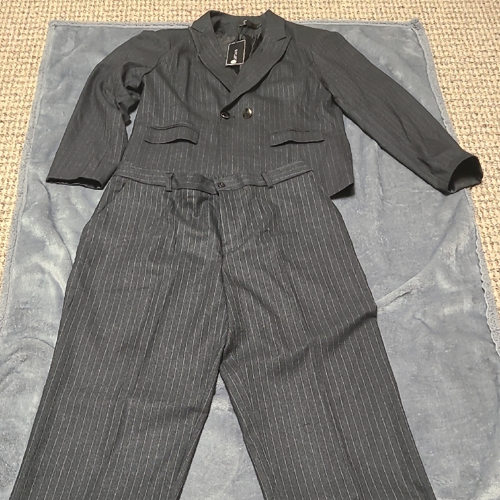 Women's Gray Pinstripe Suit Set